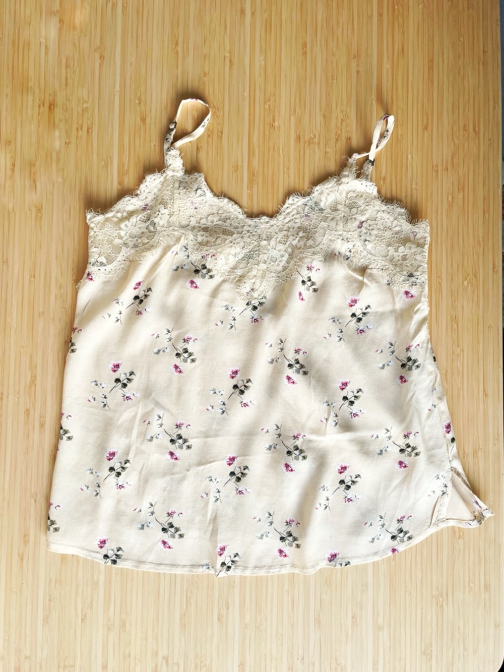 Abercrombie & Fitch Lace-Trim Cami - Soft Yellow Flowers, Size XS